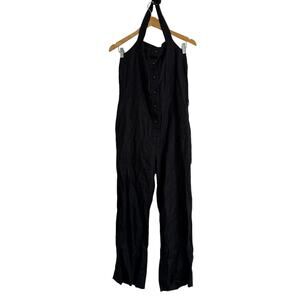 Everlane size 4 100% Linen Black Halter Crop Jumpsuit